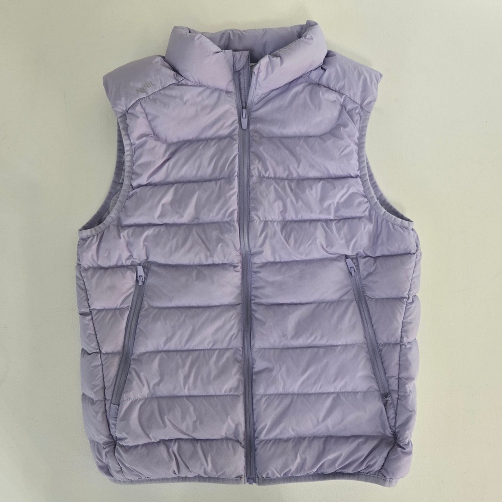 Annil Puffer Vest Kids 140 Lavender Purple Quilted Lightweight Zip Up Jacket